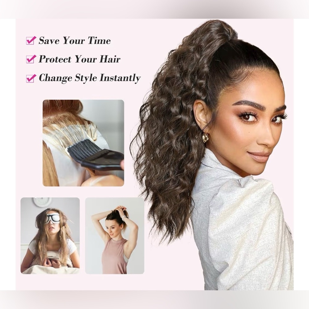 14" Ponytail Extension, Short Claw Multi Layered Clip on dark copper for party - Picture 5 of 7